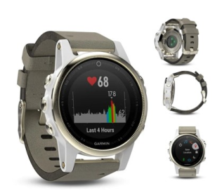 FENIX 5S ZAFIRO CON TONO DORADO BANDA DE CUERO RELOJ GPS
