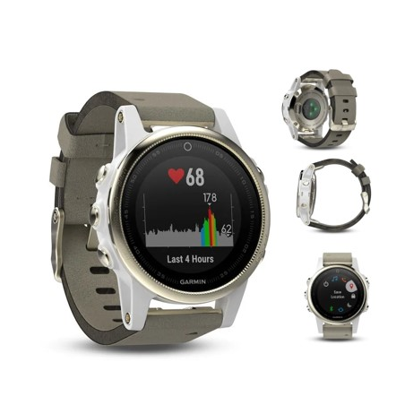 FENIX 5S ZAFIRO CON TONO DORADO BANDA DE CUERO RELOJ GPS